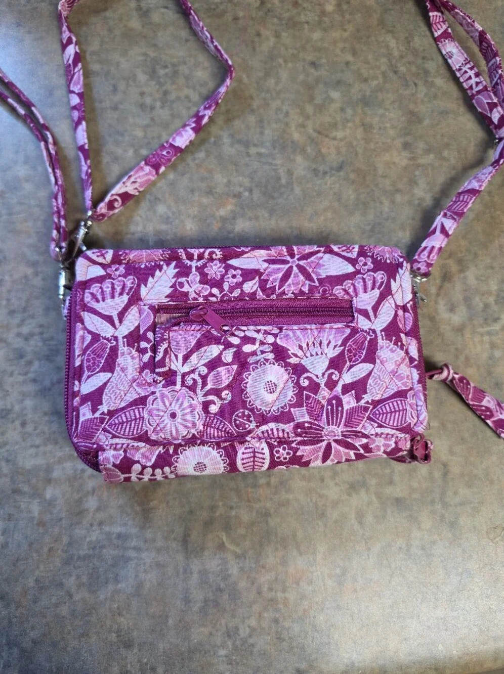 Pink Floral Crossbody Wallet Purse